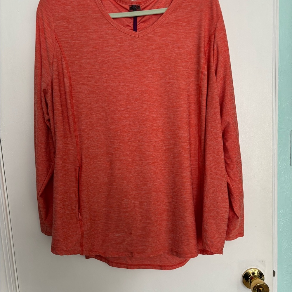 Duluth liquid knit Women's V-Neck Long Sleeve Top - Coral 2X